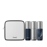 S'well water bottle set with a carrying case on a white background