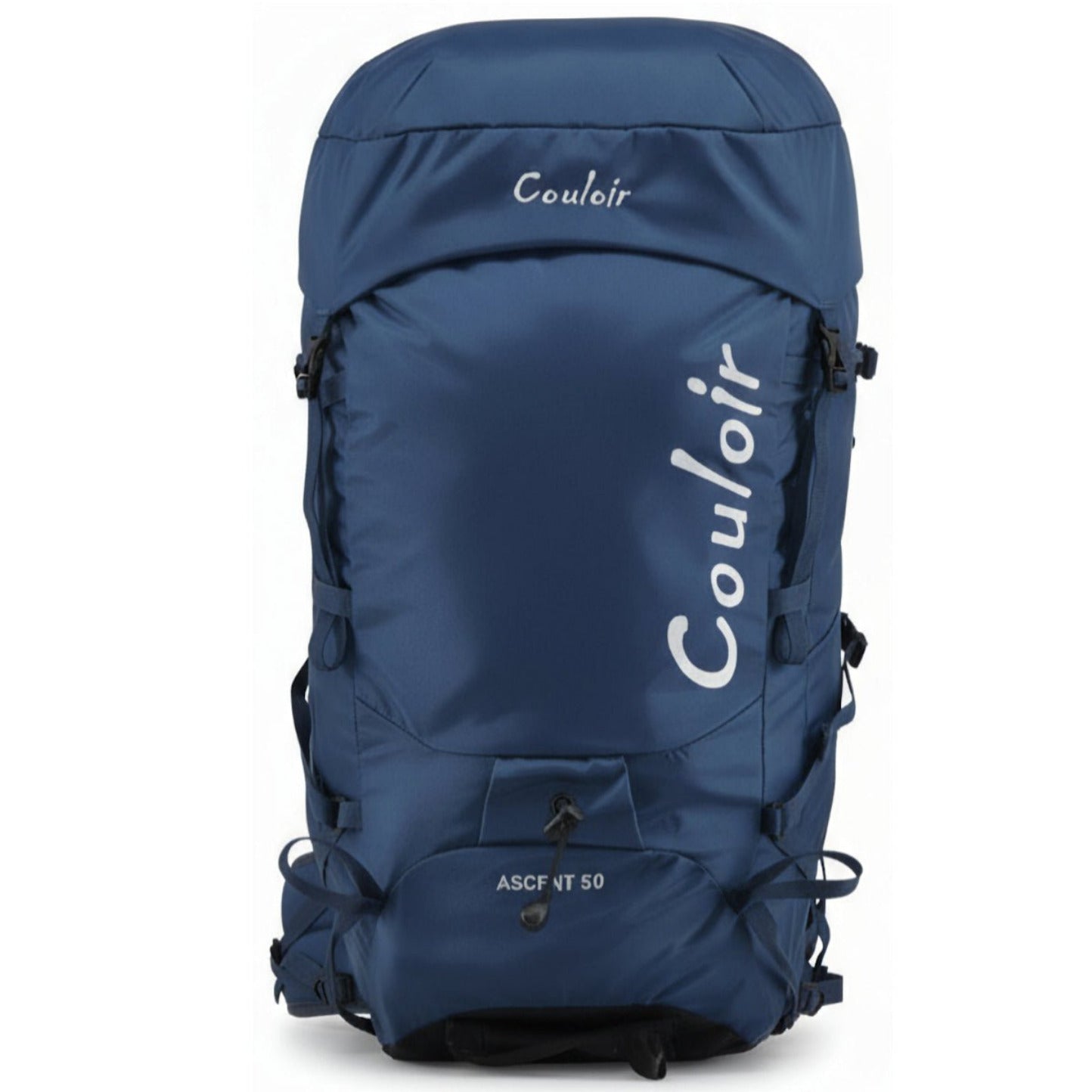 Blue backpack with 'Couloir' branding on a white background