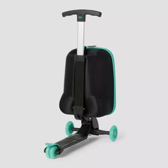 Black scooter with green wheels on a light gray background