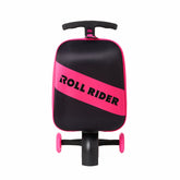 Black and pink 'Roll Rider' toy on a white background