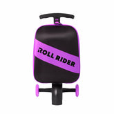 Black and purple Roll Rider toy on a white background