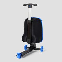 Black scooter with blue wheels on a light gray background