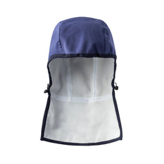 Navy blue and white mesh neck gaiter on a white background