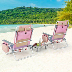 2-Pack 5-Position Folding Backpack Beach Chairs