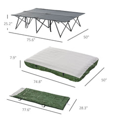 2-Person Folding Camping Cot Set With Carrying Bag