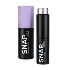Black and purple hand sanitizer bottles with 'SNAP' branding on a white background