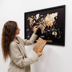 3D Wooden Panel World Map Multicolor