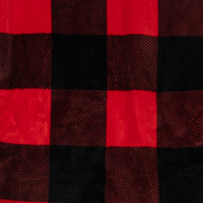 Close-up of red and black checkered fabric pattern