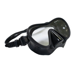Black diving mask on a white background