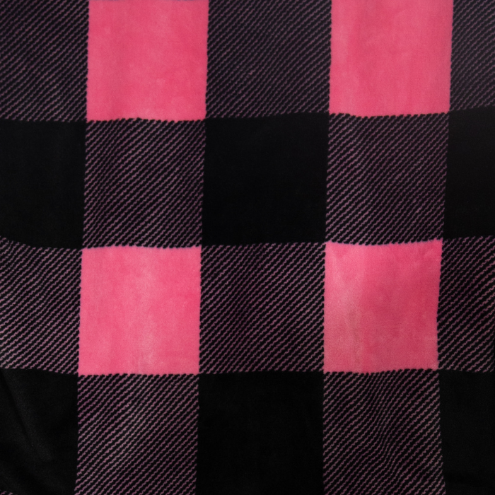 Close-up of black and pink checkered fabric