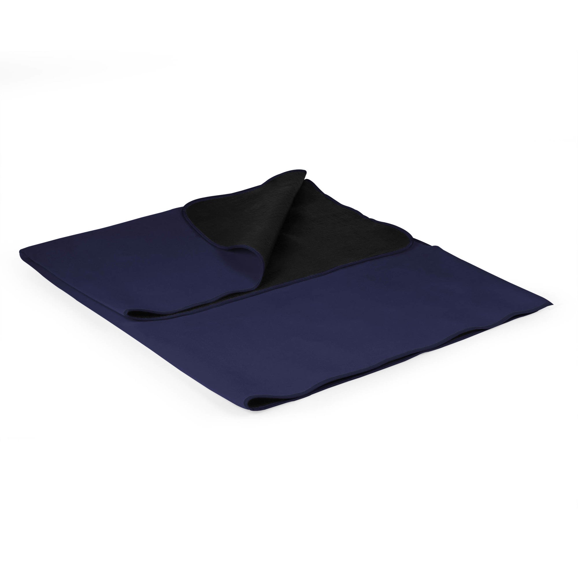 Navy blue fabric with a black border on a white background