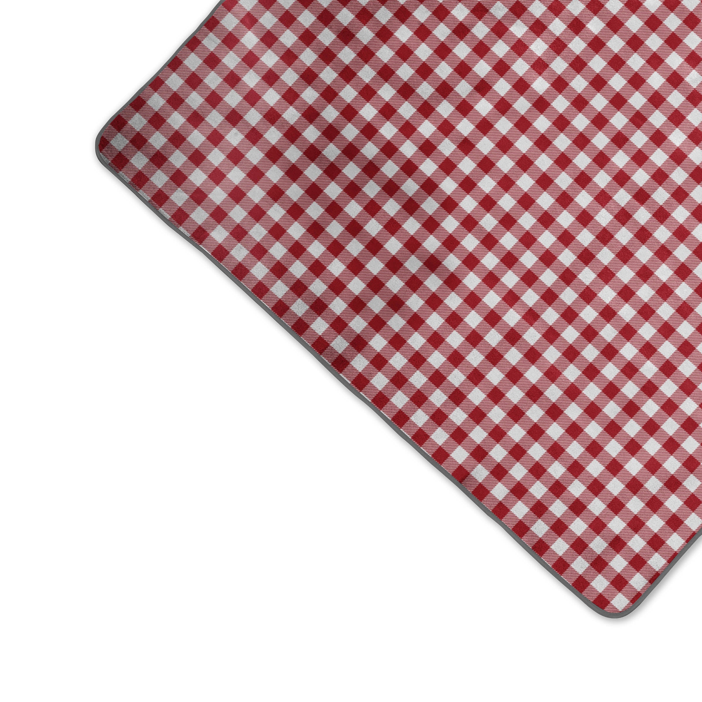 Red and white checkered mat on a white background