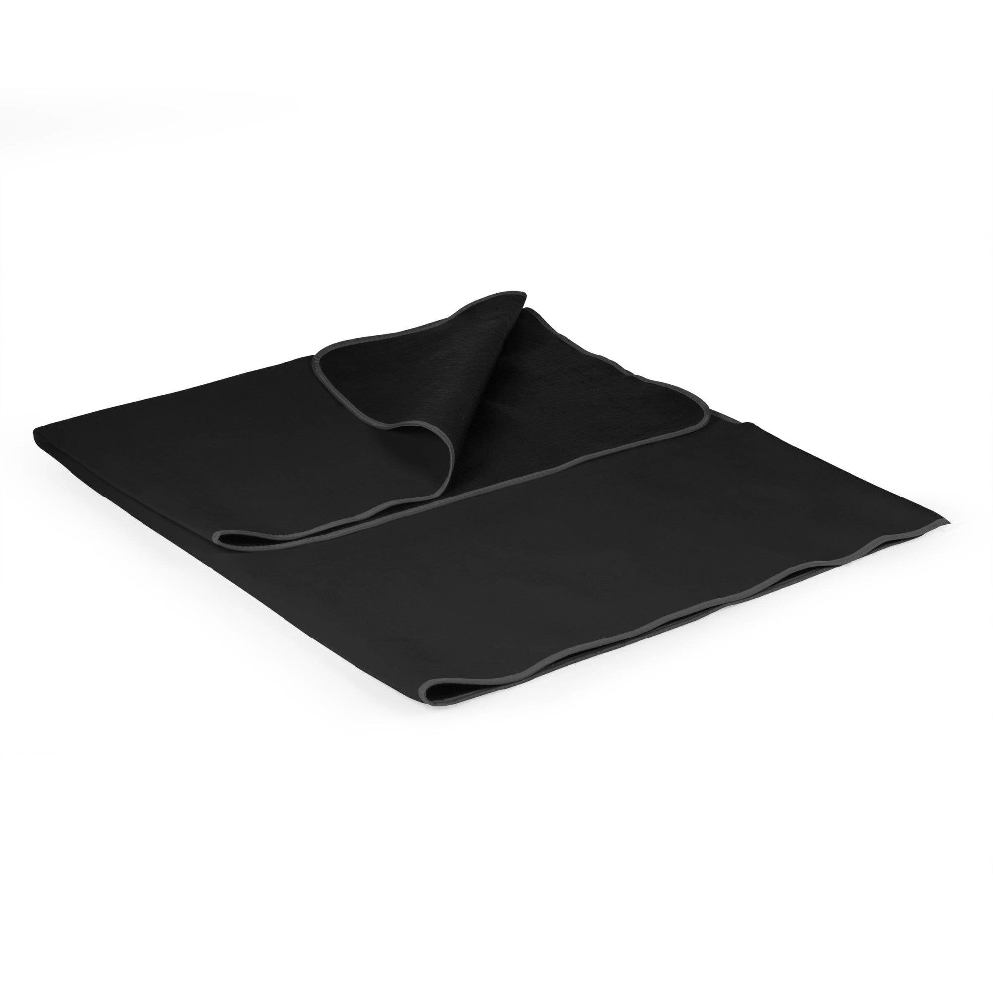 Black towel on a white background