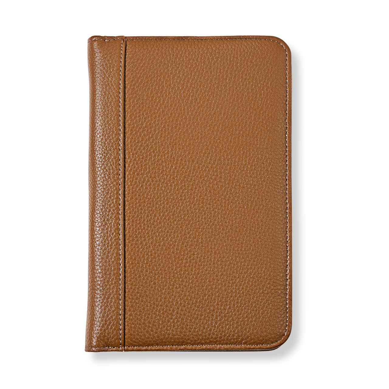 Brown leather notebook on a white background