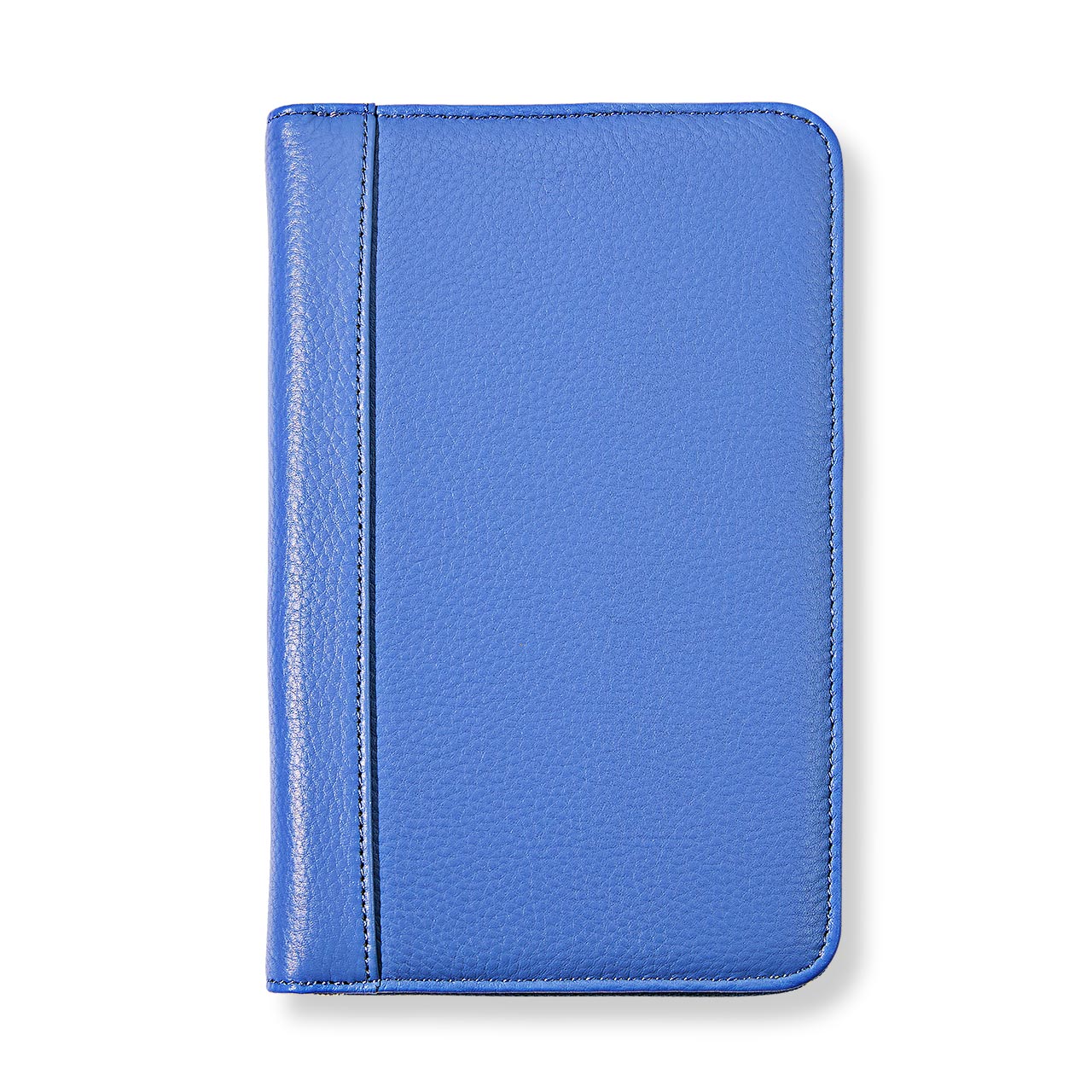 Blue leather notebook on a white background
