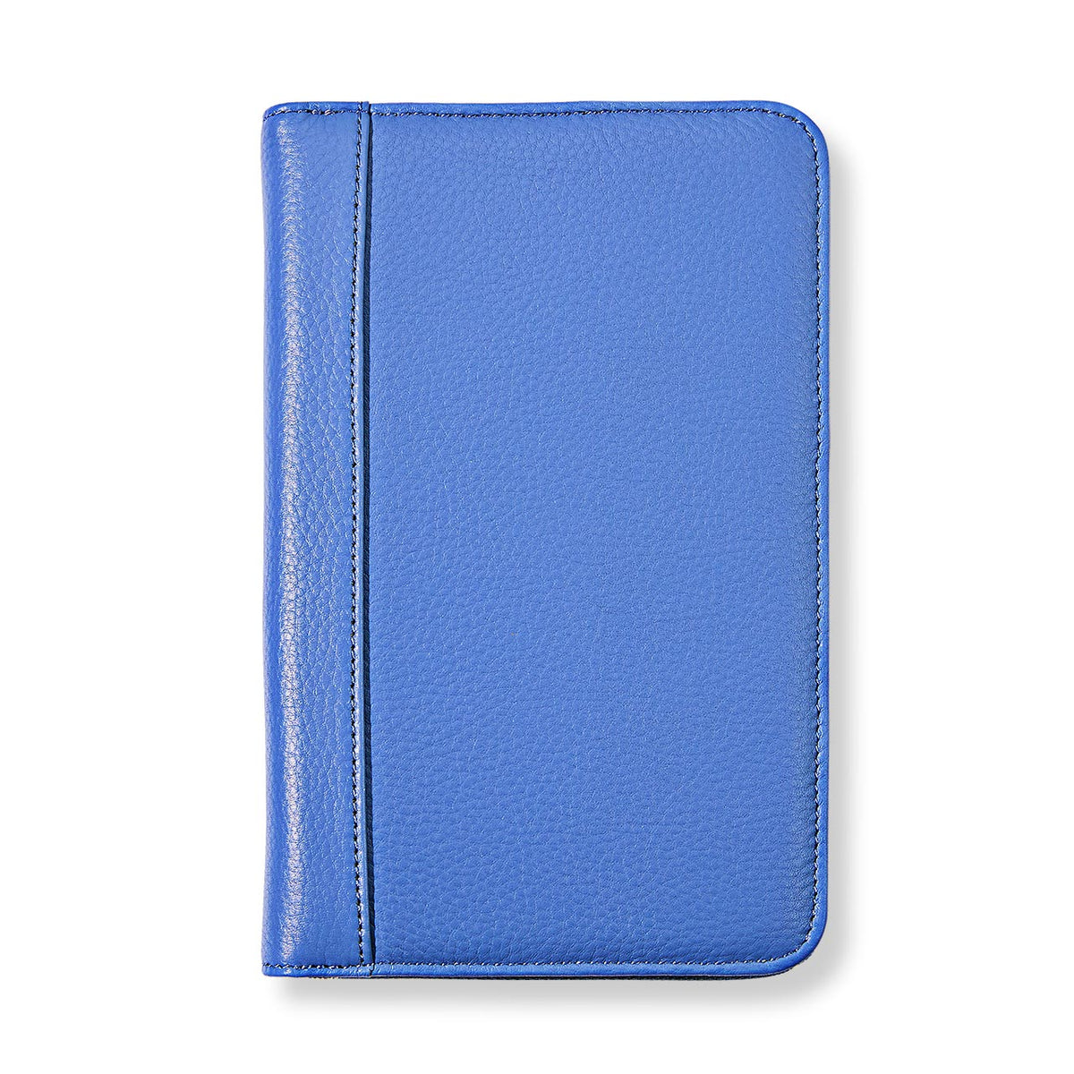 Blue leather notebook on a white background