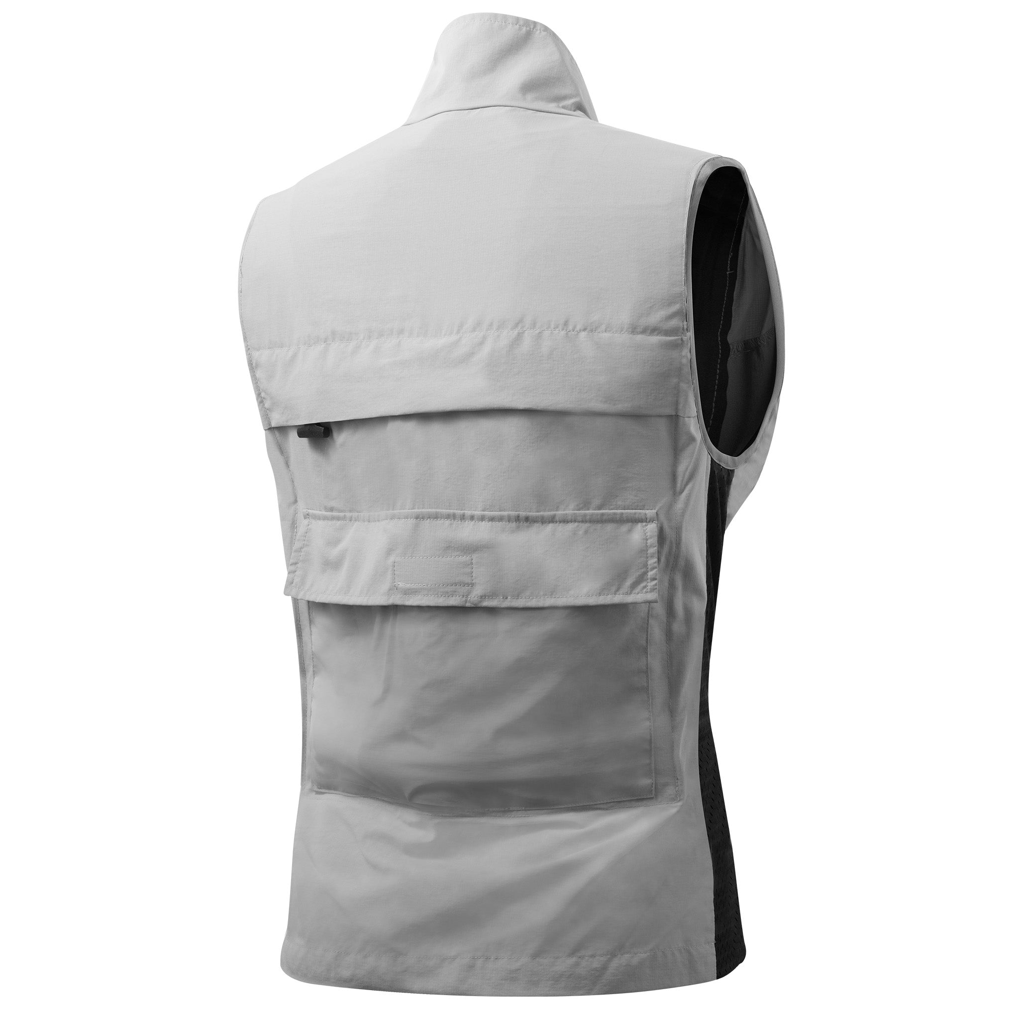Light gray vest with a hood on a white background
