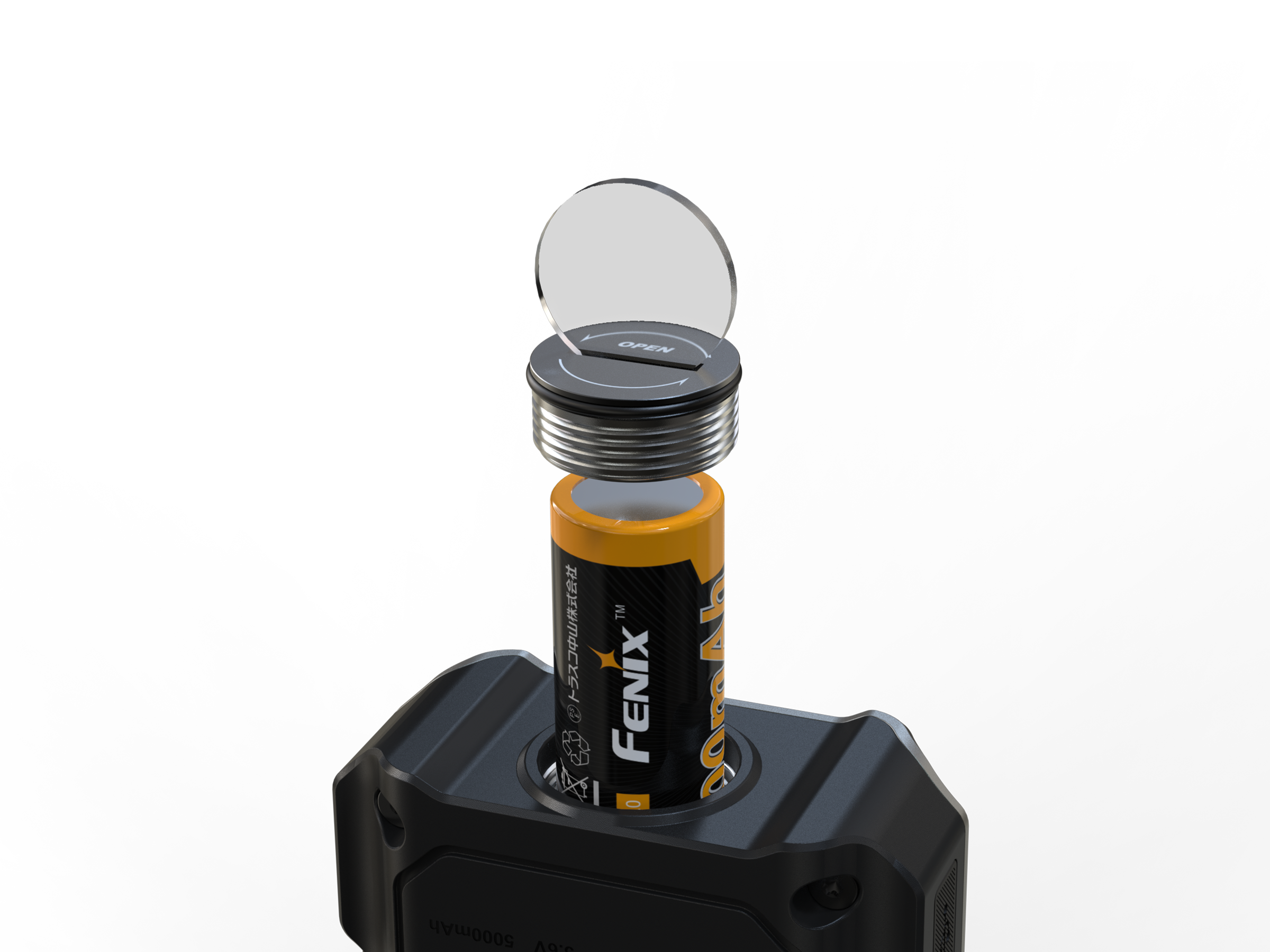 Fenix flashlight on a white background