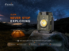 Fenix CL27R outdoor lantern with camping scene and starry sky