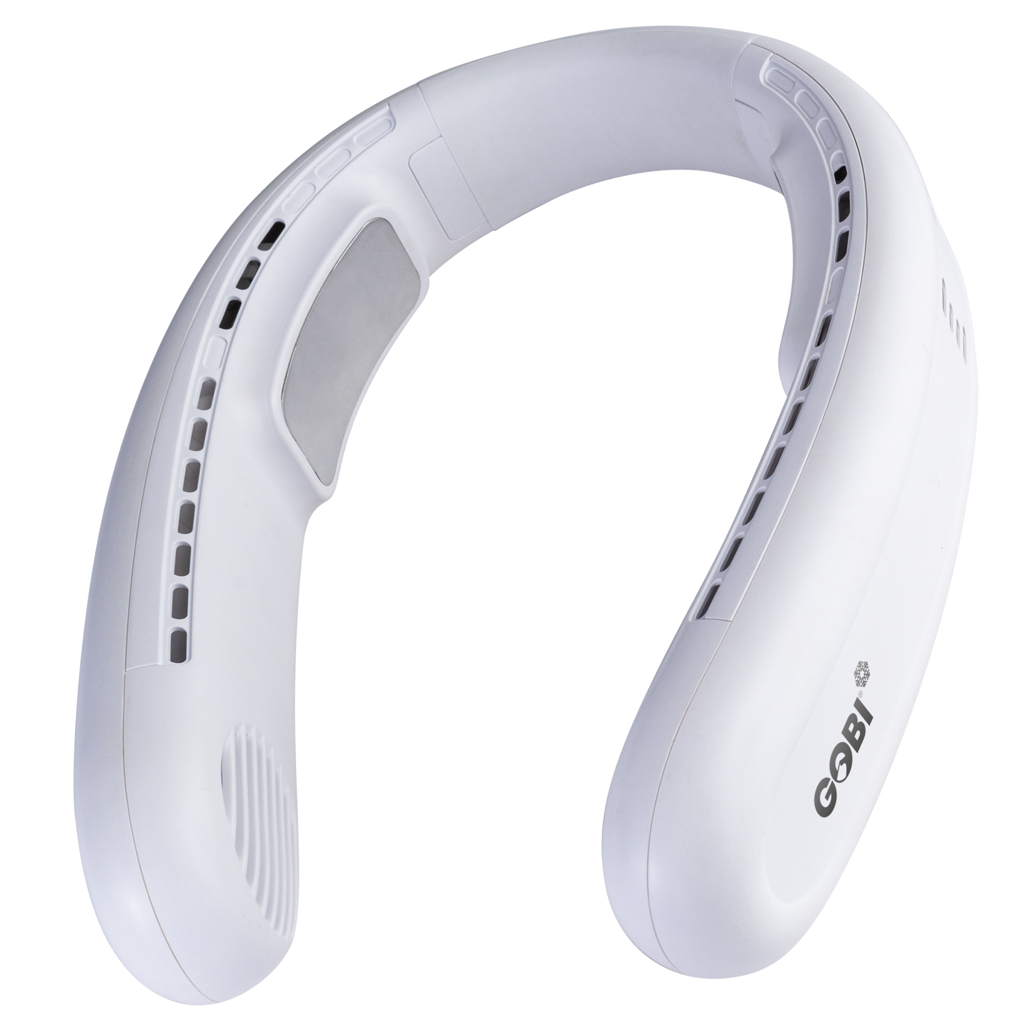 White neck massager with 'GOBI' branding on a white background