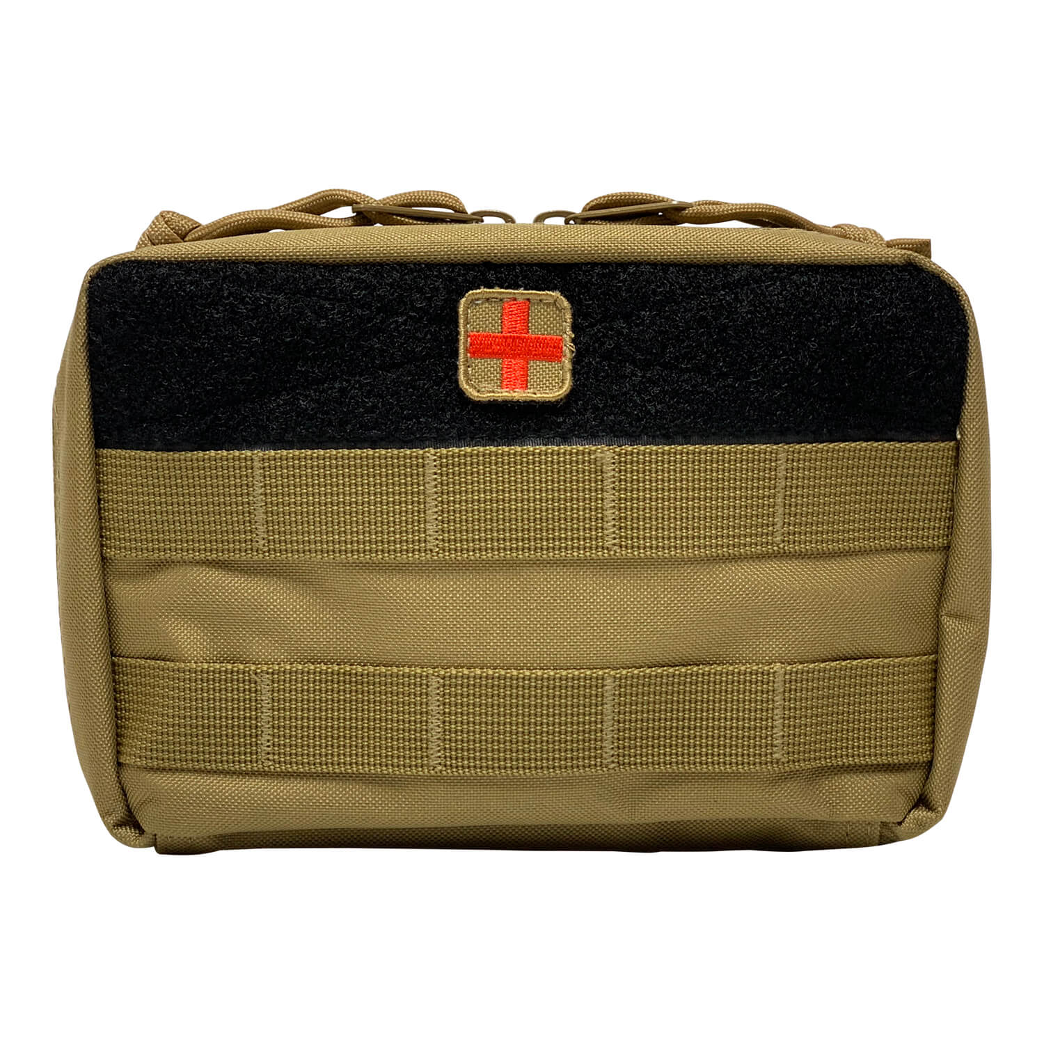 Tactical pouch with a red cross on a white background