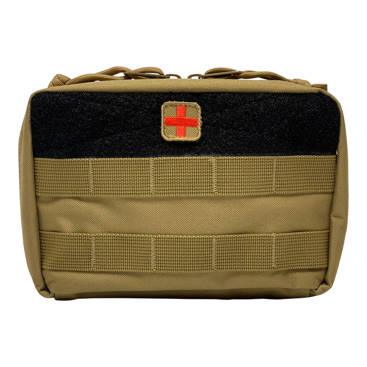 Tactical pouch with a red cross on a white background