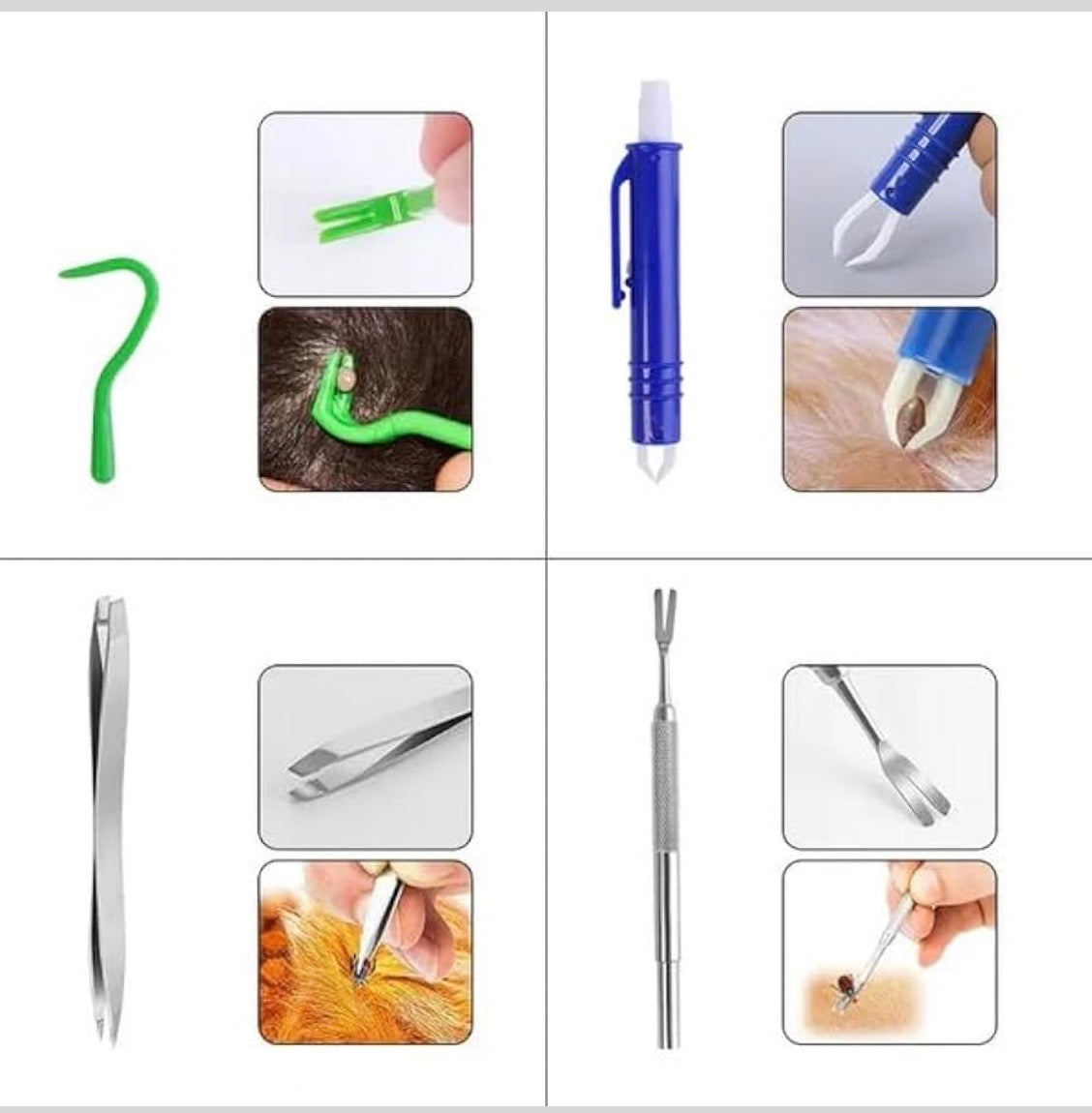 Collection of ear cleaning tools with usage examples on a white background