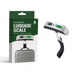 Electronic luggage scale with packaging on a white background