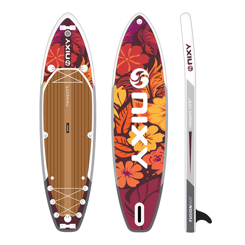 Nixiy inflatable paddle board with floral design on a white background
