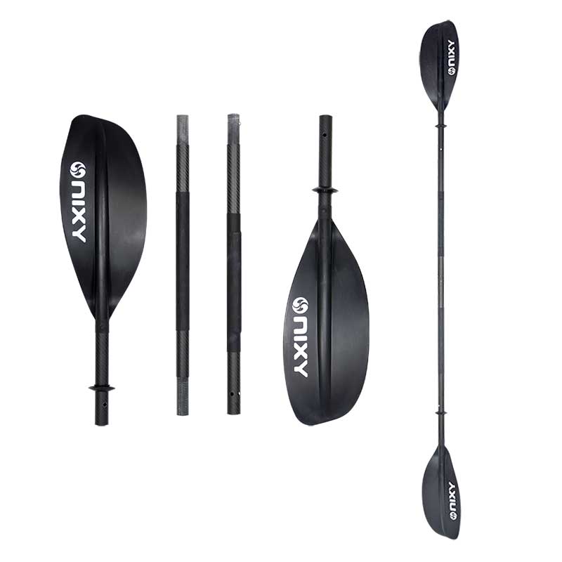 Black kayak paddle with NIXY branding on a white background