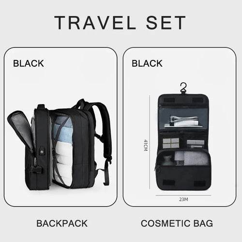 Extendable Travel Backpack With USB Black A set 01bk