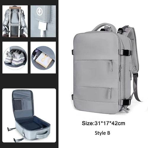 Extendable Travel Backpack With USB Gray B