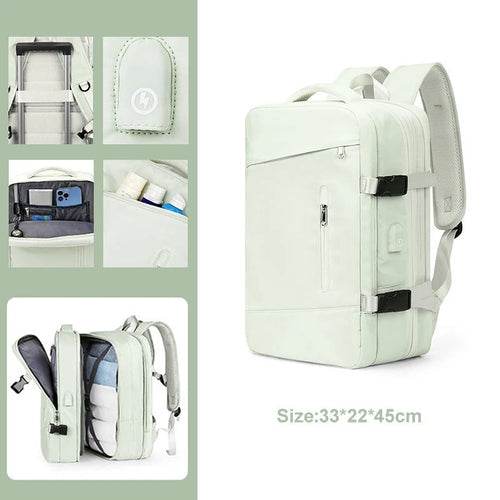 Extendable Travel Backpack With USB Green A