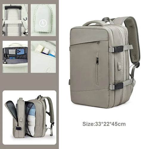 Extendable Travel Backpack With USB Gray A