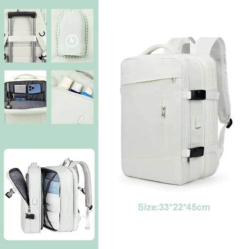 Extendable Travel Backpack With USB White A