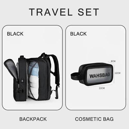 Extendable Travel Backpack With USB Black A set 02bk