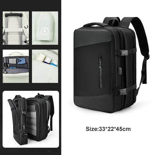 Extendable Travel Backpack With USB Black A