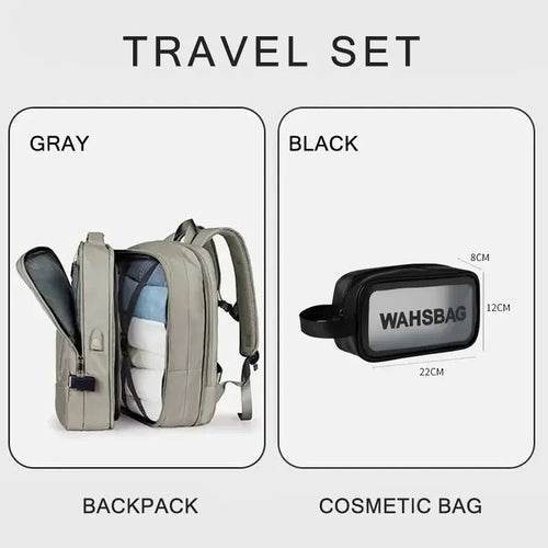 Extendable Travel Backpack With USB Gray A set 02bk