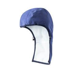 Blue and white baby helmet on a white background