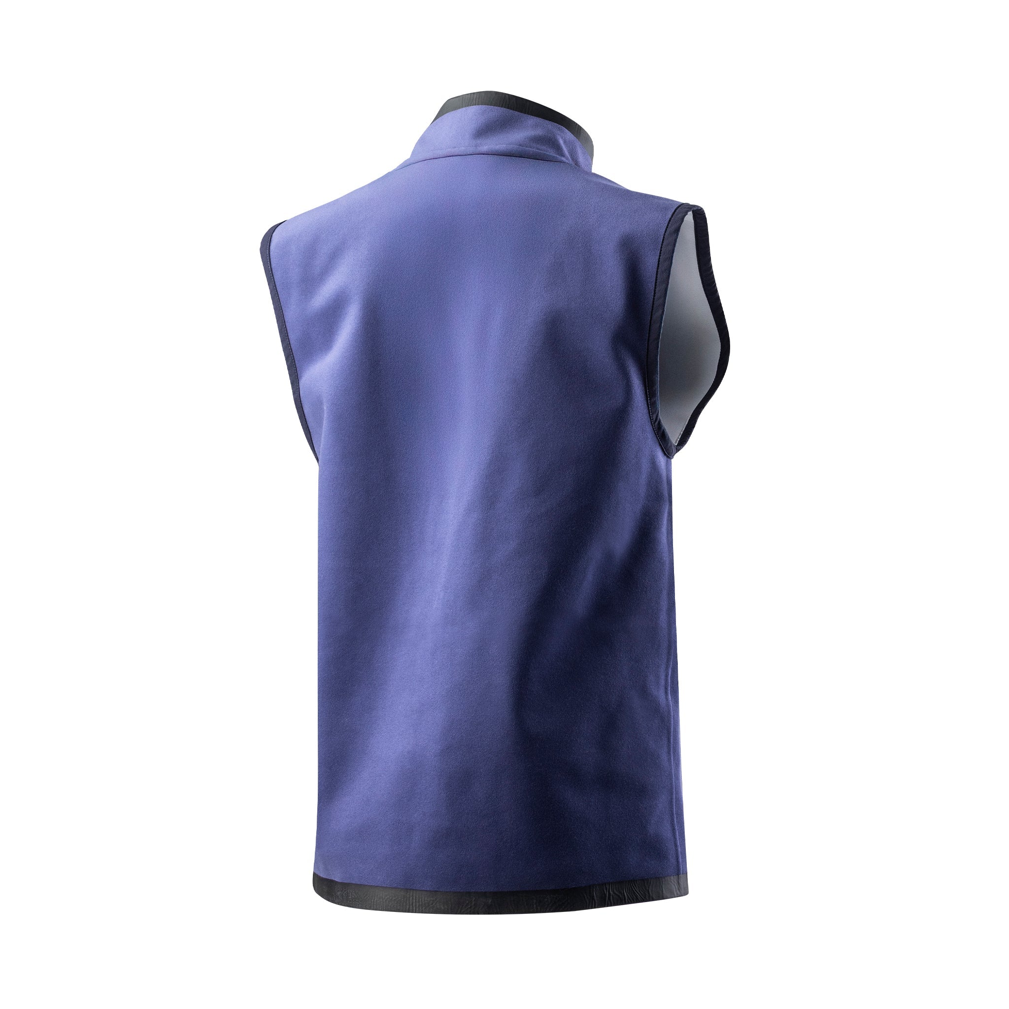 Blue sleeveless jacket on a white background
