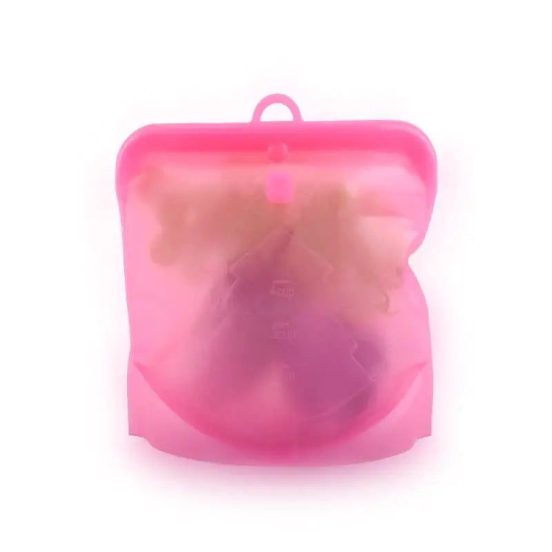 Pink silicone bag with a handle on a white background