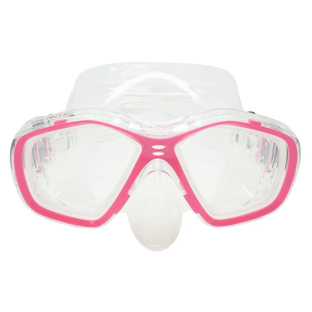 White and pink diving mask on a white background