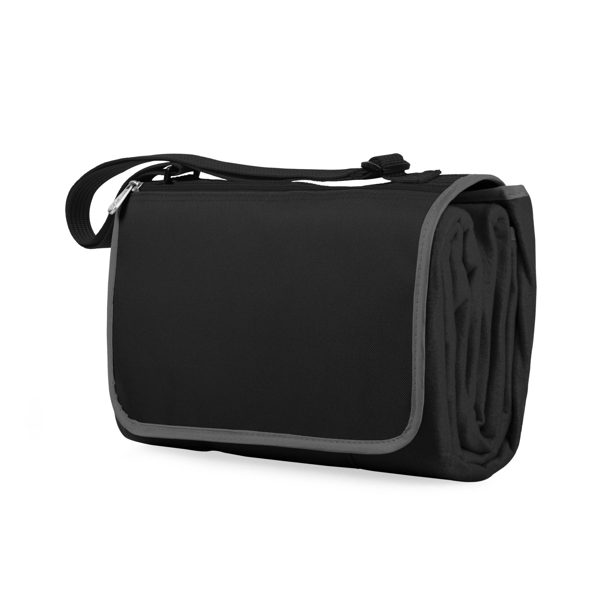 Black and gray roll-up bag on a white background