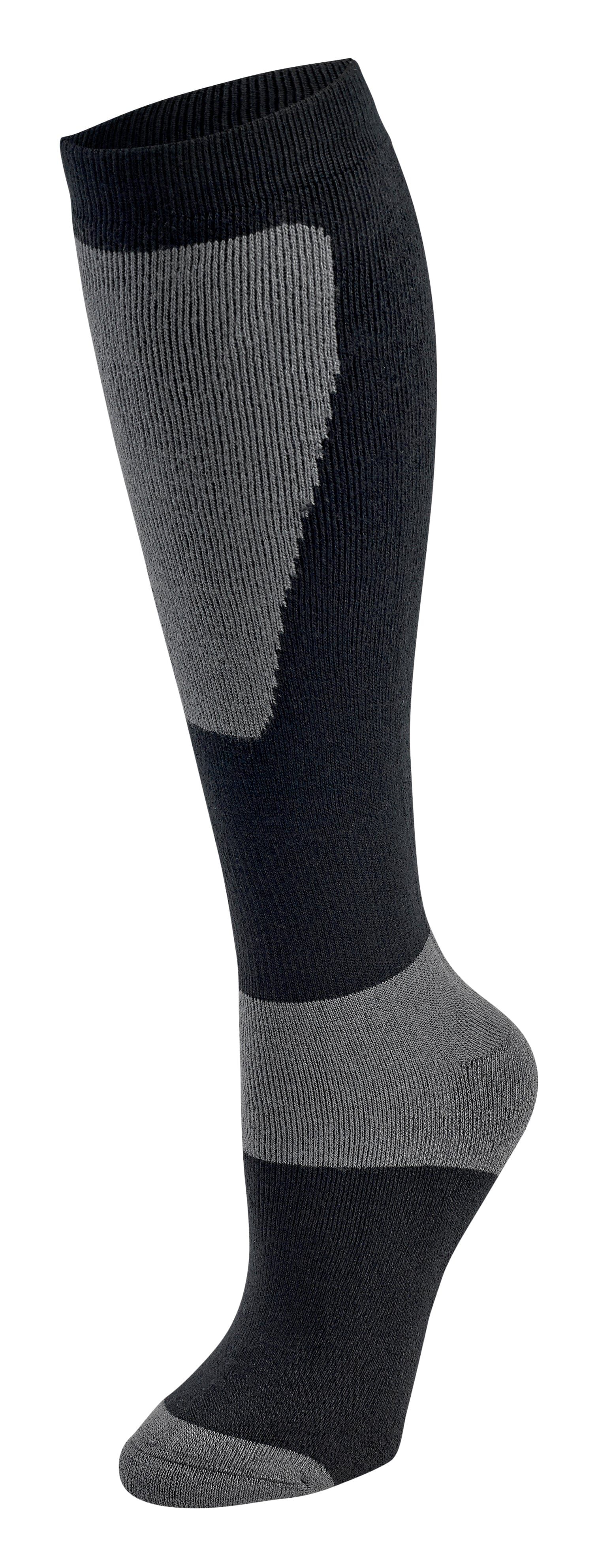 Black and gray knee-high sock on a white background
