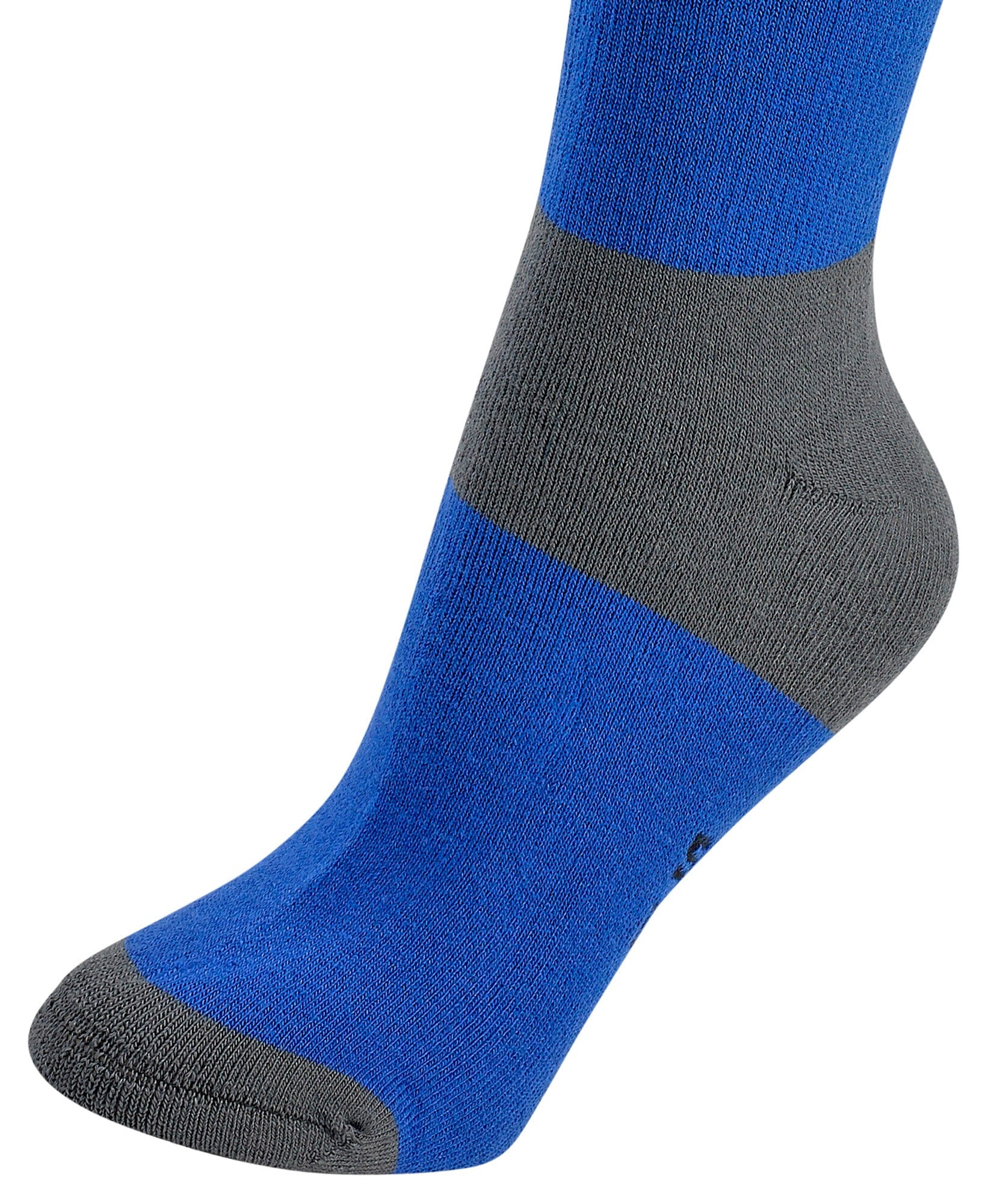 Blue and gray sock on a white background