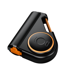 5000mAh Outdoor Power Bank with Built-In Retractable Cable, Flashlight, and Hiking Hook Black