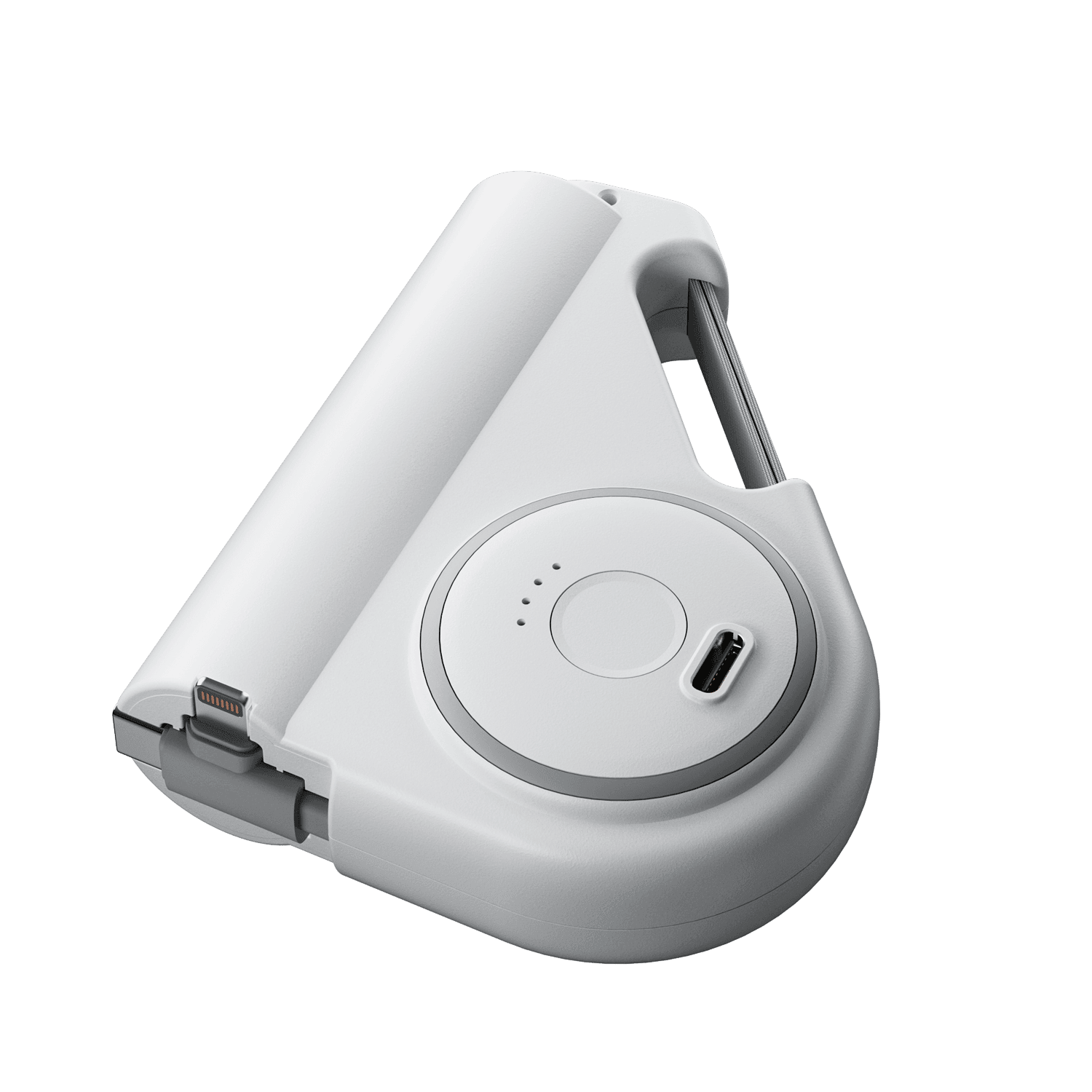 5000mAh Outdoor Power Bank with Built-In Retractable Cable, Flashlight, and Hiking Hook White