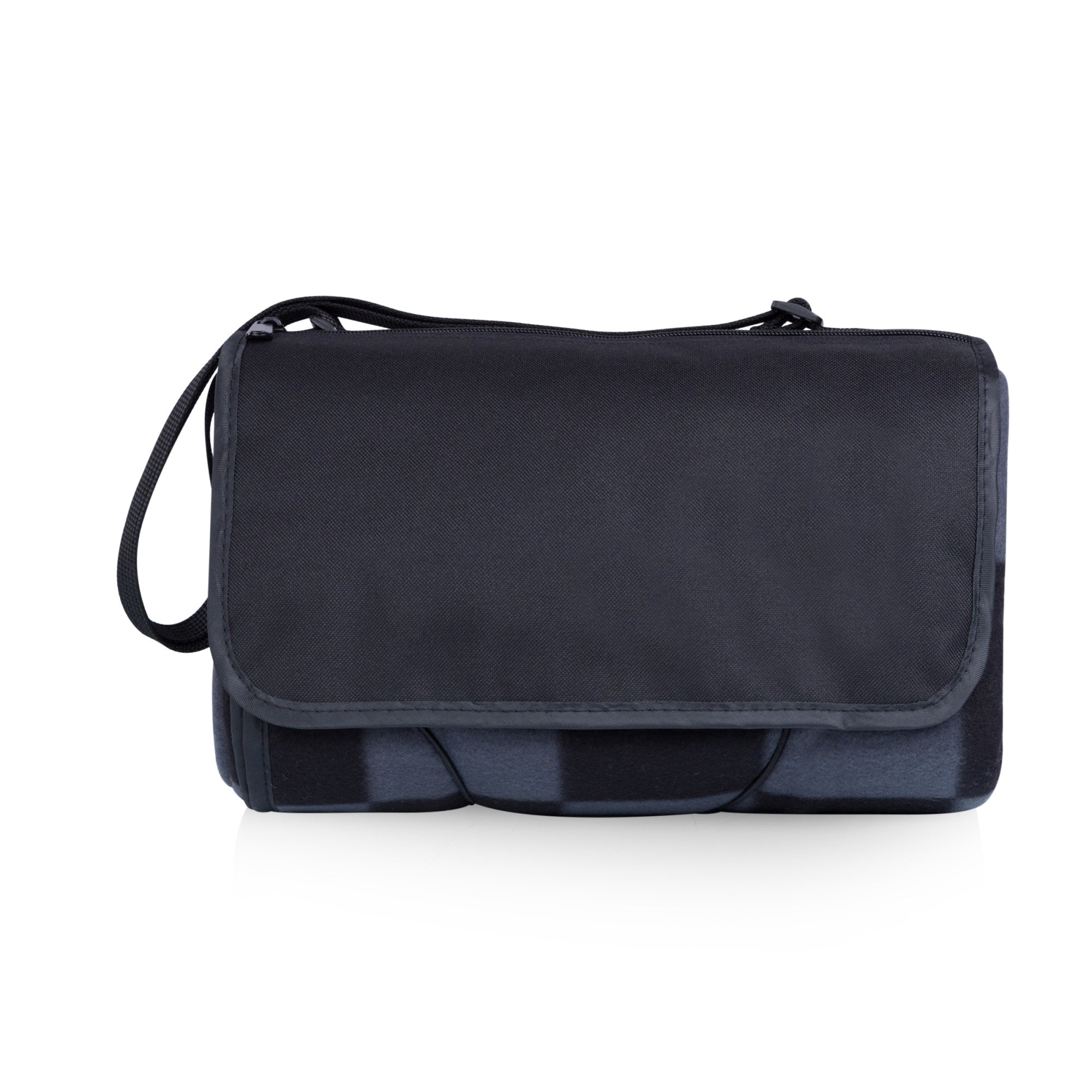Black shoulder bag on a white background