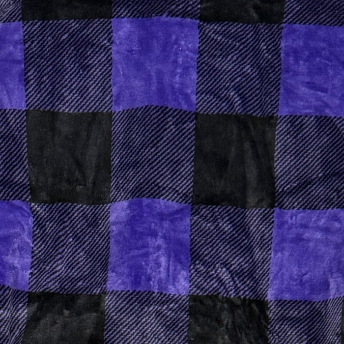 Checkered fabric with purple and black squares